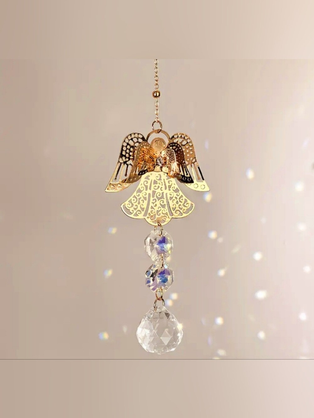 Gold Angel Suncatcher with Crystal Prisms - Picture 4 of 5